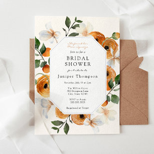 Orange Blossoms and Clementines Bridal Shower Invitation