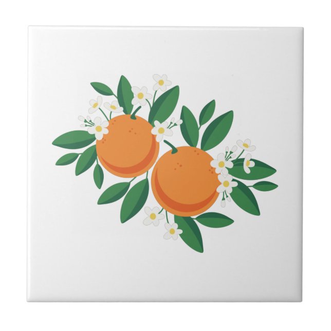 Orange Blossoms Ceramic Tile (Front)