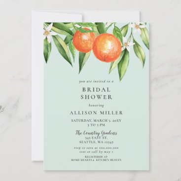 Orange Blossoms Citrus Botanical Bridal Shower Invitation