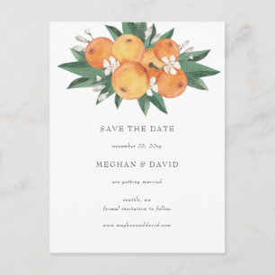 Orange Blossoms Citrus Botanical Save the Date Announcement Postcard