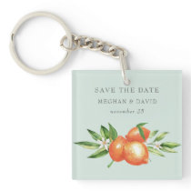Orange Blossoms Citrus Botanical Save the Date Keychain