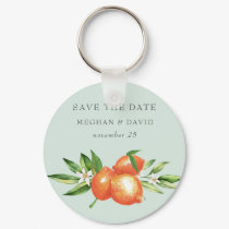 Orange Blossoms Citrus Botanical Save The Date Keychain