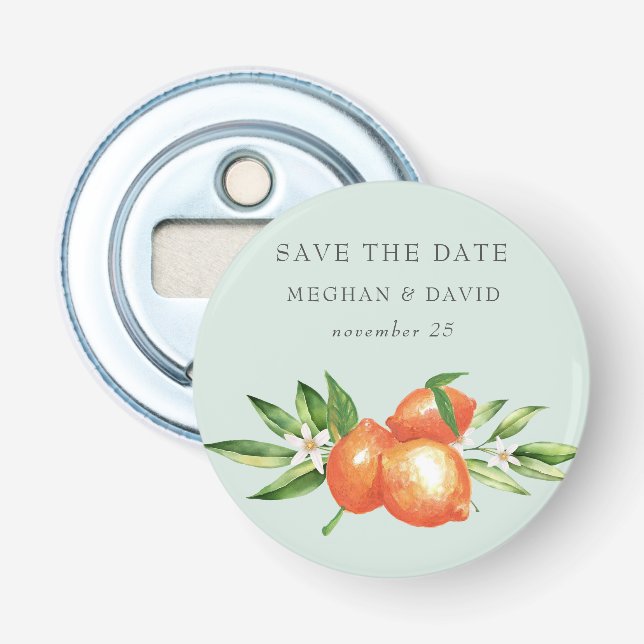 Orange Blossoms Citrus Botanical Wedding  Bottle Opener (Front)