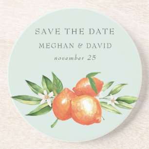 Orange Blossoms Citrus Botanical Wedding Coaster