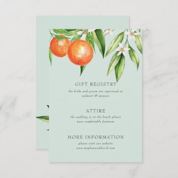 Orange Blossoms Citrus Botanical Wedding  Enclosure Card