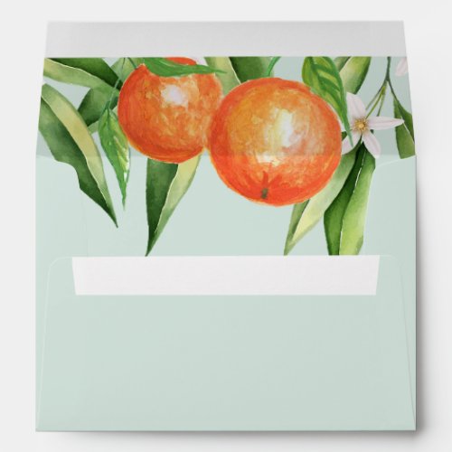 Orange Blossoms Citrus Botanical Wedding  Envelope