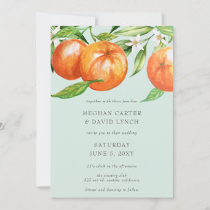 Orange Blossoms Citrus Botanical Wedding Invitation