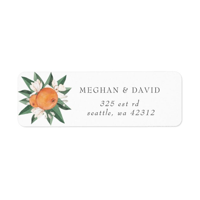 Orange Blossoms Citrus Botanical Wedding  Label (Front)