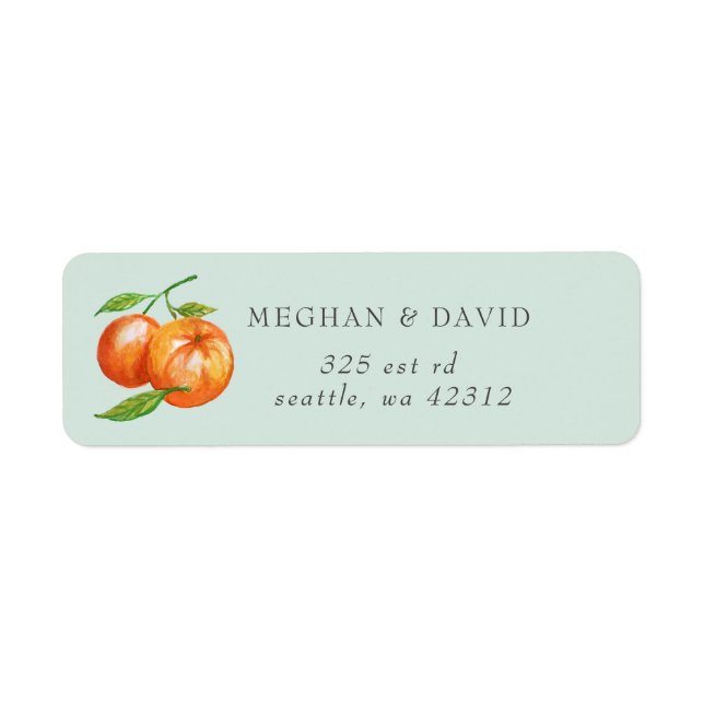 Orange Blossoms Citrus Botanical Wedding  Label (Front)