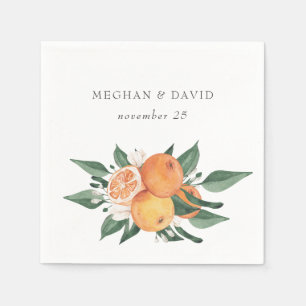 Orange Blossoms Citrus Botanical Wedding Napkins