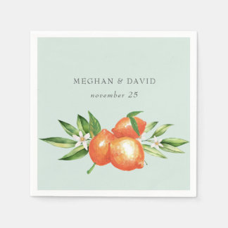 Orange Blossoms Citrus Botanical Wedding Napkins