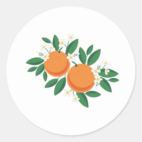 Orange Blossoms Classic Round Sticker