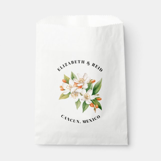 Orange Blossoms & Jasmine Blooms Wedding Favor Bag (Front)