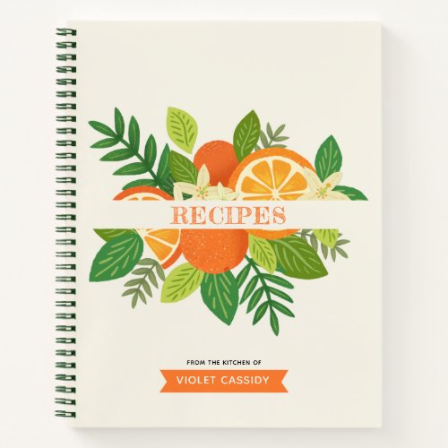 Orange Blossoms Personalized Recipe Notebook