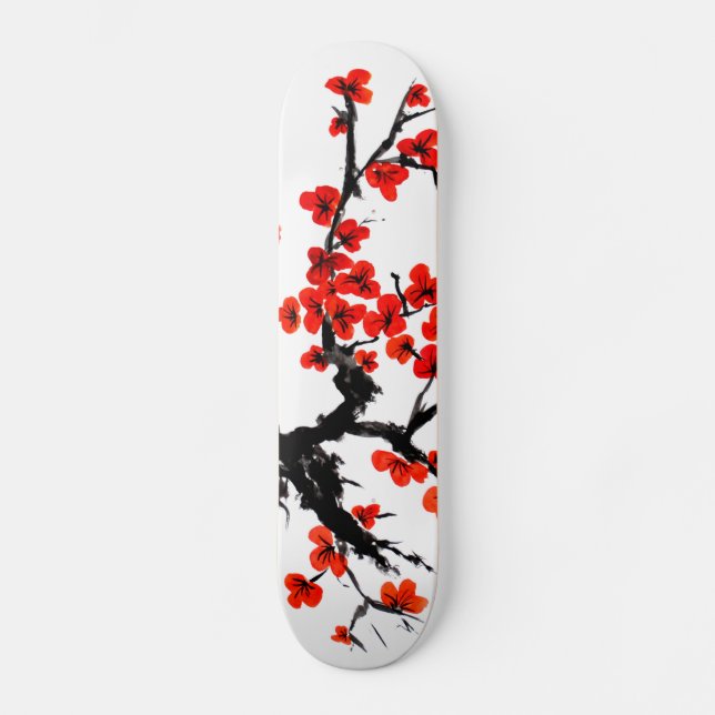 Orange Blossoms Watercolor Skateboard (Front)