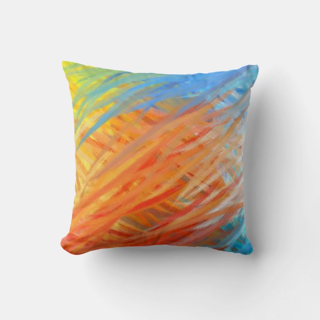 Orange Blue Abstract Art Painting 6 Throw Pillow (Front)