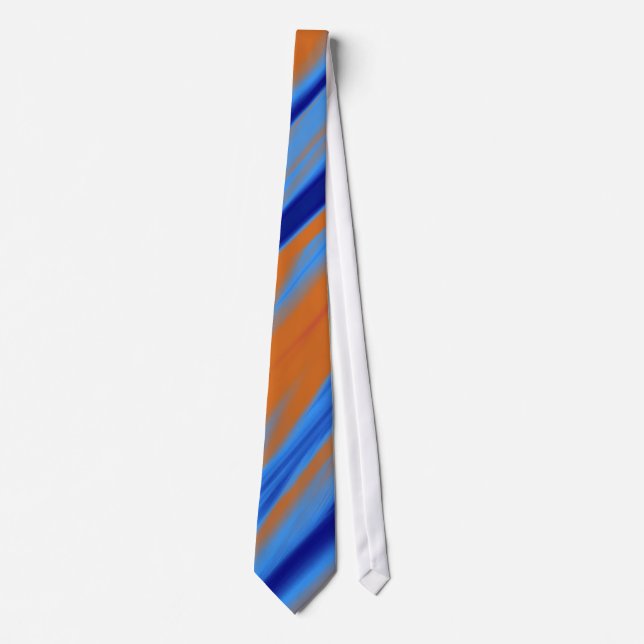 Orange Blue Abstract Stripes Neck Tie (Front)