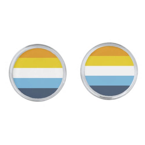Orange Blue Ace Aro Asexual Aromantic Pride Flag Cufflinks