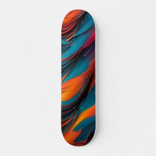 Orange Blue and Black Skateboard