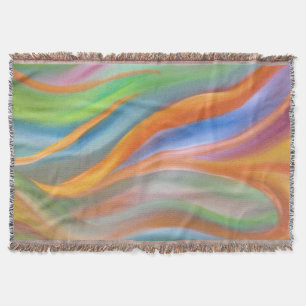 Orange, Blue and Green Woven Throw Blanket