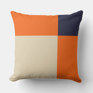 Orange Blue and Taupe Throw Pillow