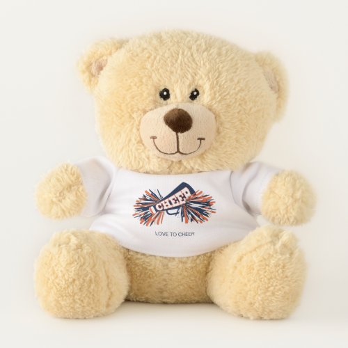 Orange Blue and White  Cheerleader Teddy Bear