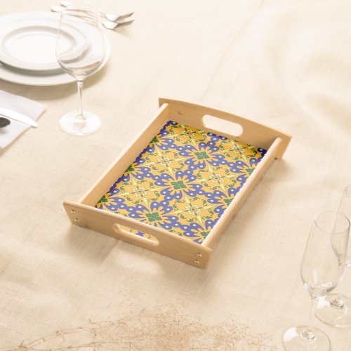 Orange Blue And Yellow Spanish Tile Design Serving Tray