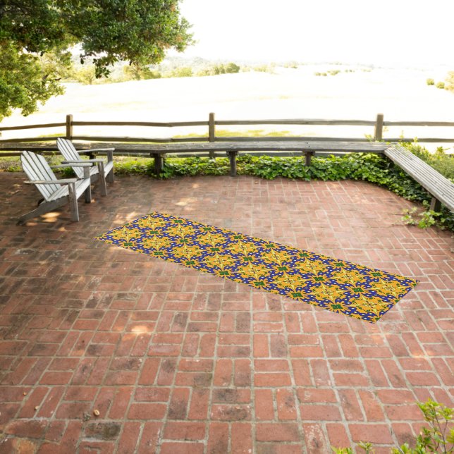 Orange Blue And Yellow Spanish Tile Pattern Outdoor Rug (Insitu (Outdoor 3))