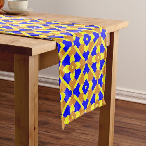 Orange Blue And Yellow Spanish Tile Pattern Short Table Runner