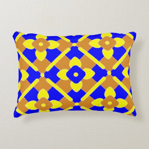 Orange Blue And Yellow  Talavera Tile Design Decorative Pillow