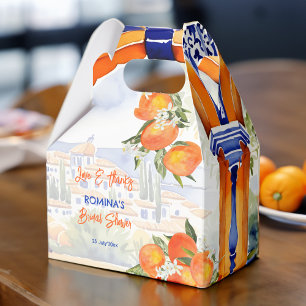 Orange blue azulejo talavera tiles bridal shower favor boxes