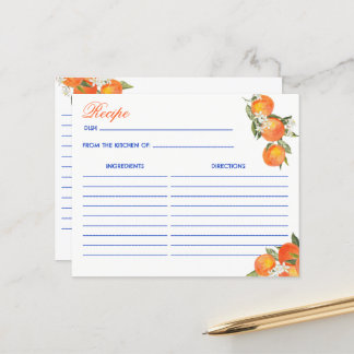 Orange blue azulejo talavera tiles recipe card