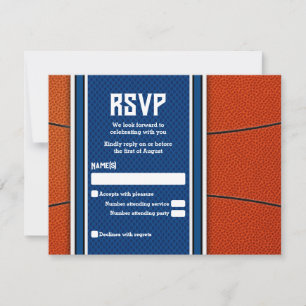 Orange Blue Basketball Bar Mitzvah RSVP Card