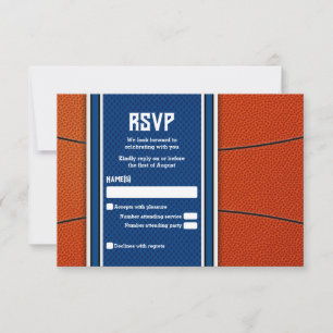 Orange Blue Basketball Bar Mitzvah RSVP Card