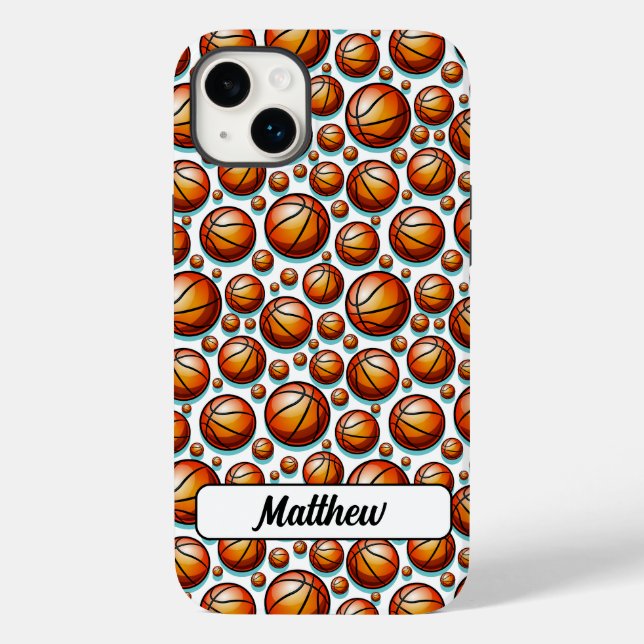 Orange Blue Basketball Named Seamless Pattern Case-Mate iPhone Case (Back)