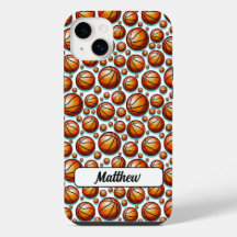 Orange Blue Basketball Named Seamless Pattern