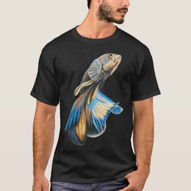 Orange Blue Betta Fish T-Shirt (Front)