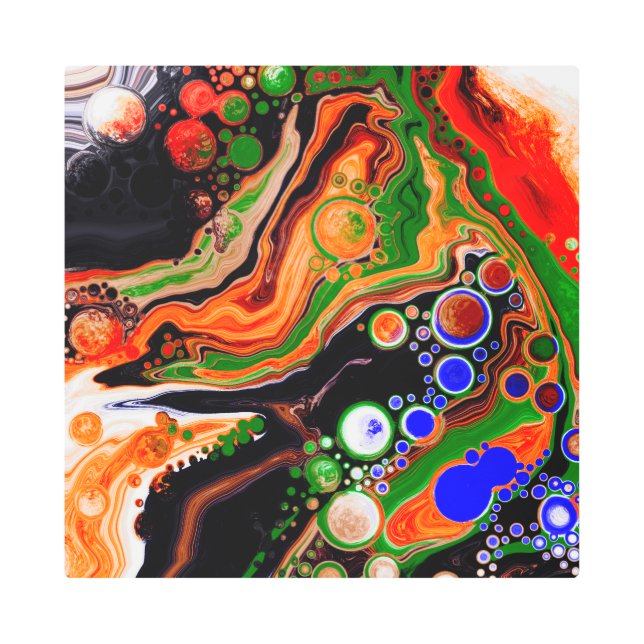 Orange, Blue, Black Digital Fluid Art   (Front)