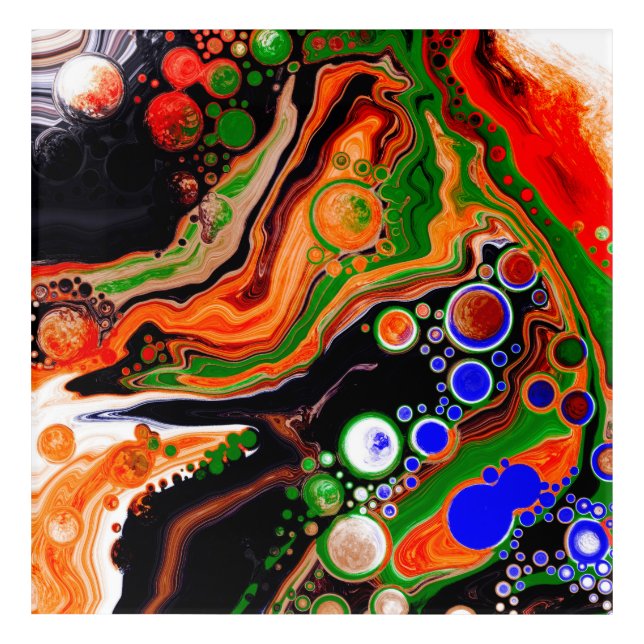 Orange, Blue, Black Digital Fluid Art   (Front)