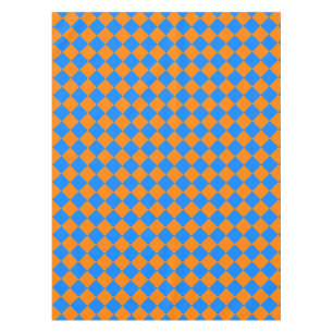 Orange Blue Checker Diamond Pattern Tablecloth