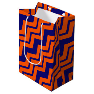 Orange Blue Chevron Zigzag Design Medium Gift Bag