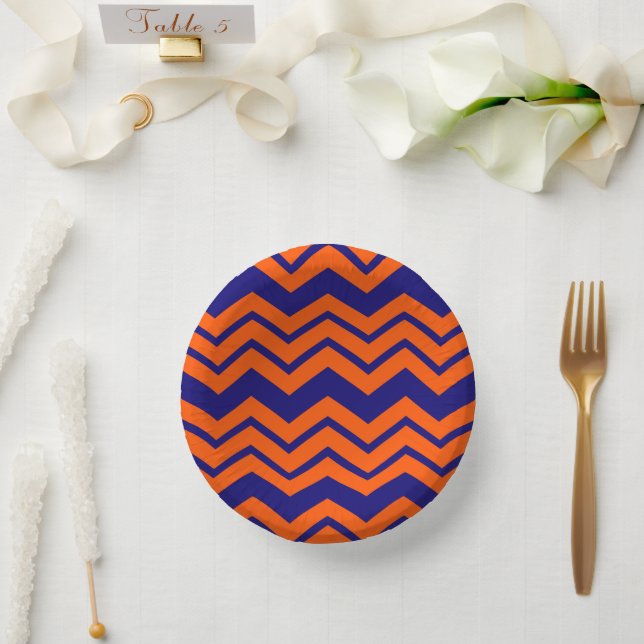 Orange Blue Chevron Zigzag Design  Paper Bowls (Wedding)