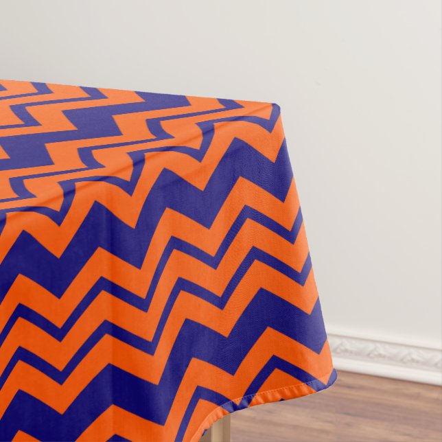 Orange Blue Chevron Zigzag Design  Tablecloth (In Situ)