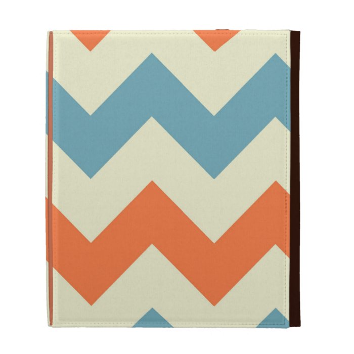 Orange blue chevron zigzag stripes zig zag pattern iPad folio cover