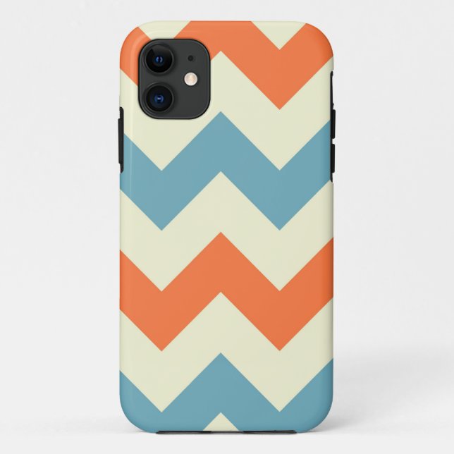 Orange blue chevron zigzag stripes zig zag pattern Case-Mate iPhone case (Back)