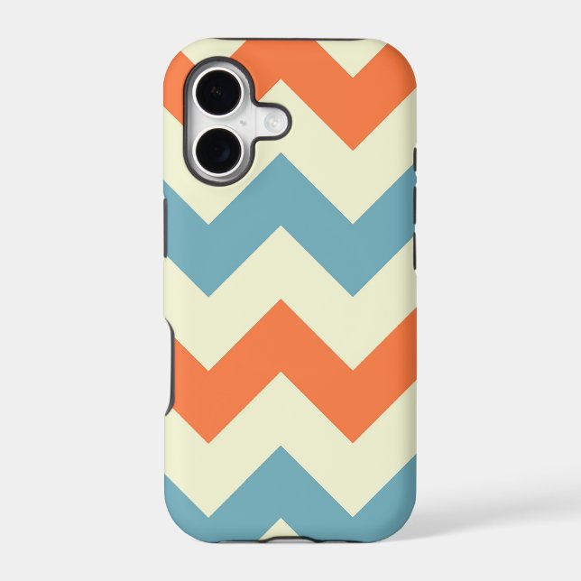 Orange blue chevron zigzag stripes zig zag pattern iphone case (Back)