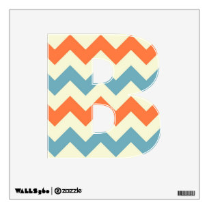 Orange blue chevron zigzag stripes zig zag pattern wall sticker