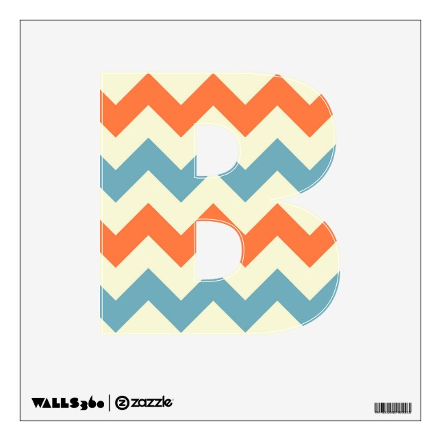 Orange blue chevron zigzag stripes zig zag pattern wall sticker (Front)