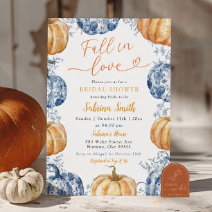 Orange Blue Chinoiserie Pumpkin Bridal Shower Invitation