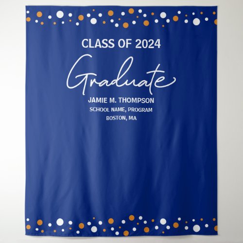 Orange Blue Class of 2024 backdrop graduation